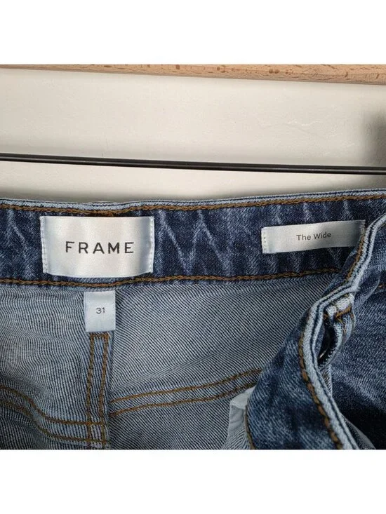 FRAME The Wide Jeans High Rise Wide Leg Ankle Rival Blue Size 31 - Picture 14 of 14